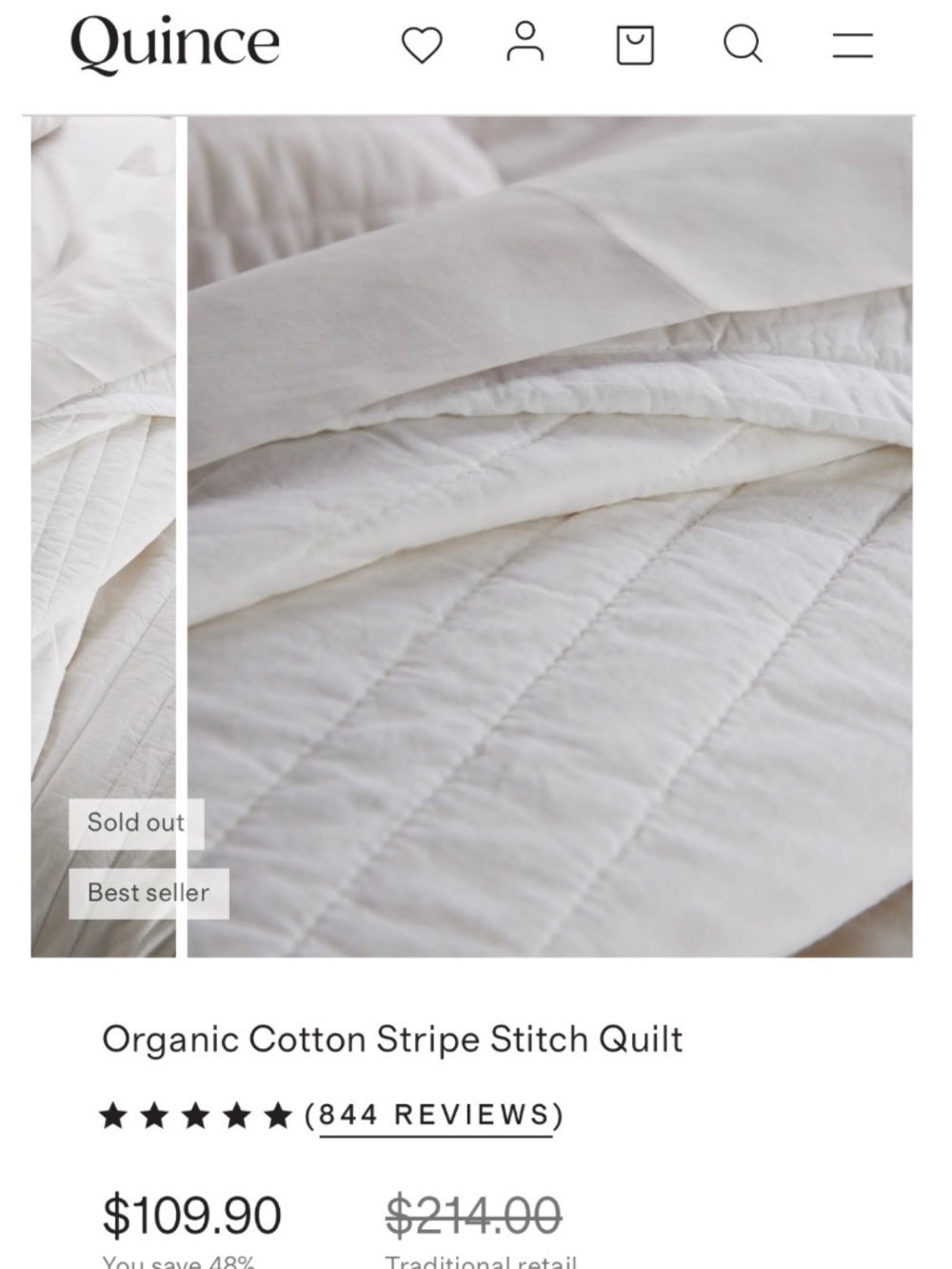 Quince Organic Cotton Stripe Stitch Quilt